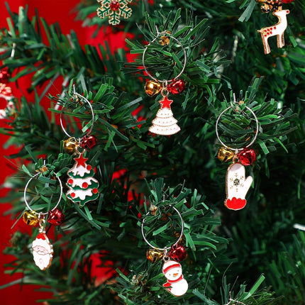 SANNIX 24pcs Christmas Wine Glass Charms Wine Glass Markers Identification Christmas Wine Charms for Stem Glasses Wine Tasting Party Favors Holiday Decorations