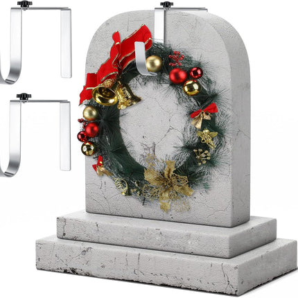 Blulu 7'' to 11'' Metal Headstone Wreath Hanger Christmas Memorial Day Adjustable Flower Wreath Holder Stands Gravestone Marker Cemetery Tombstone Saddles(2 Pcs)