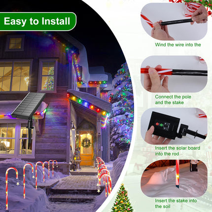 Fohil 12 Pack Christmas Solar Candy Cane Lights, 8 Modes Solar Christmas Pathway Lights Outdoor, Solar Christmas Garden Lights Waterproof for Christmas Garden Yard Landscape Decorations
