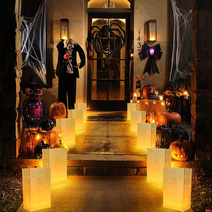 AceList 30 PCS Luminary Bags with 30 PCS Flameless Candles Flickering Tea Lights Candles Battery Operated LED Tea Lights for Wedding Party Valentine's Day, Christmas Decoration - Meteor