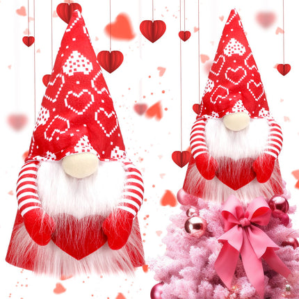 Valentine's Day Gnome Tree Topper with Top Hat Tree Topper Gnome Tomte Tree Ornament Treetop Christmas Tree for Valentine's Day Wedding Holiday Party Supplies Home Decorative Party
