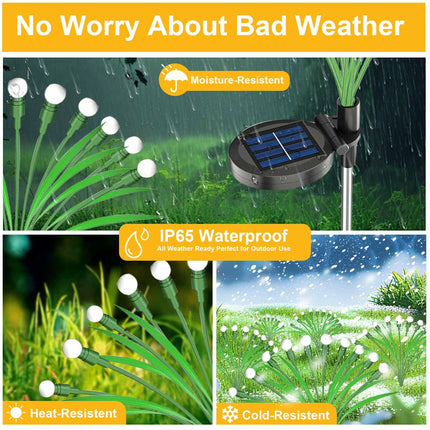 ZGWJ Solar Garden Lights 4 Pack 40 LED, Solar Firefly Lights with Leaves, Waterproof Solar Outdoor Lights Swaying Lights for Halloween Christmas Yard Patio Pathway Outdoor Decoration Warm White