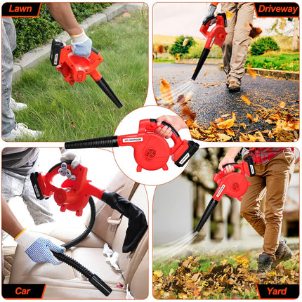KEEPSOON Leaf Blower, Electric Leaf Blower Cordless with Powered Motor, 18V 2.0Ah Battery & Fast Charger, High/Low-Speed Handheld Battery Powered Blowers for Lawn Care Yard Work Around The House