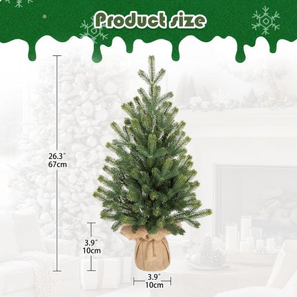 24" Artificial Christmas Tree Fake Small Fir Tree for Home Farmhouse Tabletop Mantel Windowsill Holiday Christmas Decorations Indoor
