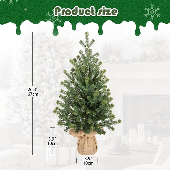 24" Artificial Christmas Tree Fake Small Fir Tree for Home Farmhouse Tabletop Mantel Windowsill Holiday Christmas Decorations Indoor
