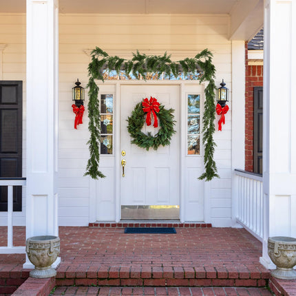 RECUTMS Christmas Garland 5.57Ft Artificial Greenery Garland Plastic Greenery Winter Plants Christmas Decorative Garlands Fake Plant Wreath for Mantel Fireplace Table Runner Step (Green)