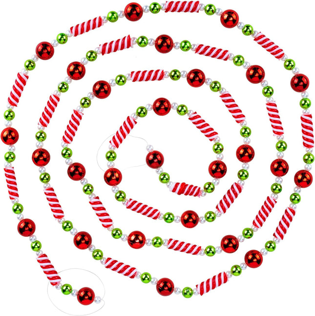 9 Foot Plastic Candy Bead Peppermint Ball Christmas Garland Shinny Colorful Christmas Tree Garland Perfect for Retro Candy Land Theme Trees Garland Christmas Decorations for Indoor Use