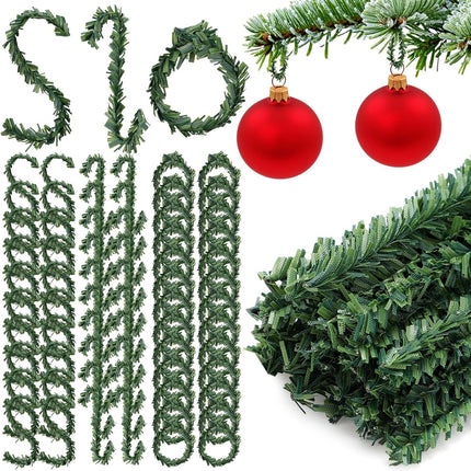 Jutom 100 Pcs 4 Inch Christmas Ornament Hooks, Pine Needles Ornament Hangers Ornament String Flexible Twist Ties for Christmas Tree Holiday Party Hanging Decorations Ropes