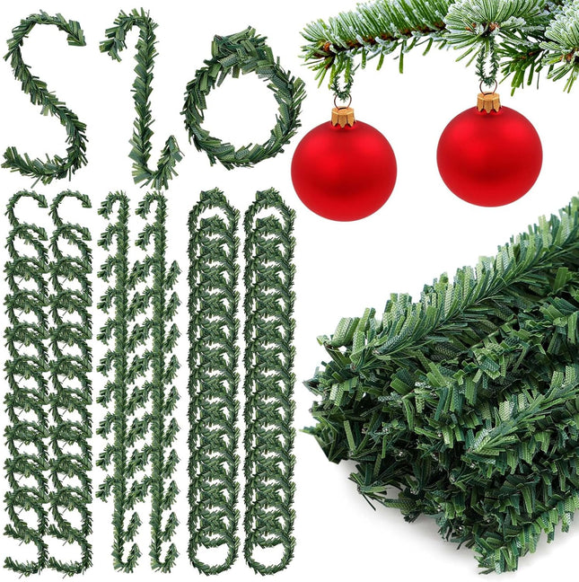 Jutom 100 Pcs 4 Inch Christmas Ornament Hooks, Pine Needles Ornament Hangers Ornament String Flexible Twist Ties for Christmas Tree Holiday Party Hanging Decorations Ropes