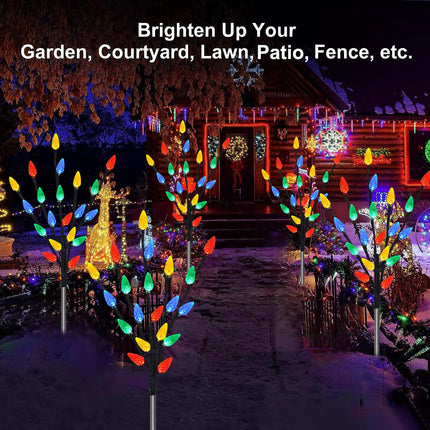 d 6 Packs 120 LED C6 Solar Christmas Lights, Outdoor Christmas Decorations Yard Lights, 8 Modes Waterproof Christmas Pathway Lights for Christmas Decorations Outdoor Yard Patio Cemetery Grave