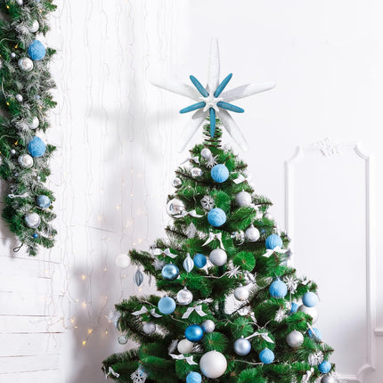 Christmas Starfish Tree Topper Coastal Christmas Tree Decor Beach Christmas Vacation Decorations (Blue)