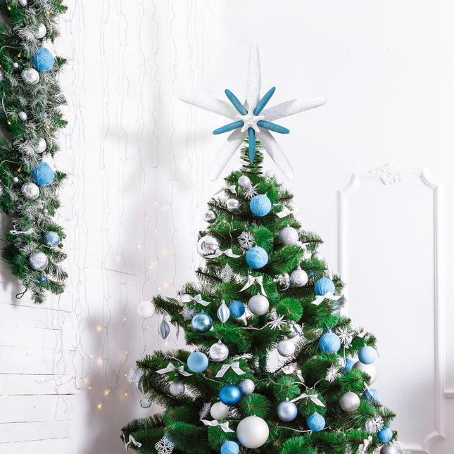 Christmas Starfish Tree Topper Coastal Christmas Tree Decor Beach Christmas Vacation Decorations (Blue)
