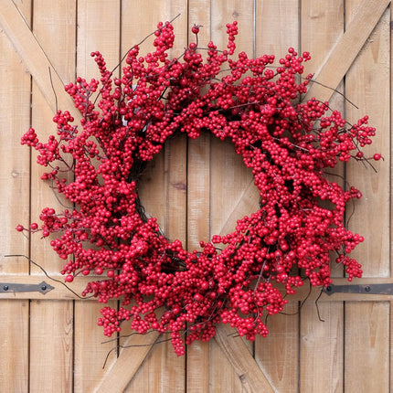 TEMPUS 20" Christmas Wreath, Red Berry Artificial Wreath, Handmade Front Door Wreath， for Christmas Decoration Home Indoor Outdoor Wall Window Farmhouse Holiday Winter …