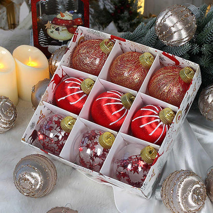 3.14 Inch Red Silk Christmas Ball Ornaments, 9 Pcs Satin Christmas Tree Hanging Ornaments Wreath Garland Decor Xmas Balls for Home, Holiday, Wedding, Xmas Hanging Decorations