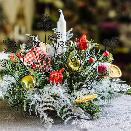 Ysleen 50 Pcs Glitter Christmas Tree Picks and Sprays Twigs Artificial Curly Stem Picks Ornaments 12 Inch Branches Sticks for Xmas Wreath Vase Fillers Decoration(Black)