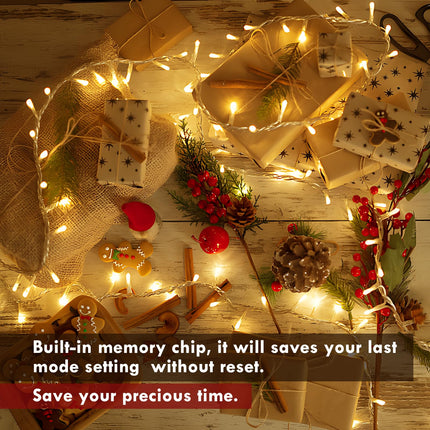 XURISEN 280 LED String Lights,108FT Plug in Christmas Lights Indoor/Outdoor Waterproof, 8 Modes & Memory Twinkle Fairy Lights Decor for Home Party Wedding (Warm White)