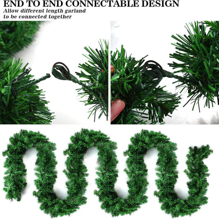 9FT Christmas Lighted Garland, Pre-lit Artificial Xmas Garland w/Battery-Operated String Lights with Timer & Remote - Lush Green Xmas Decor Greenery Wreath Garland for Indoor/Outdoor Party Decor