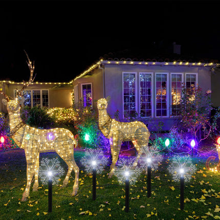 Macarrie 20 Pcs Solar Christmas Snowflake Pathway Lights Outdoor LED Christmas Decorations Waterproof Stake Lights Xmas Decorative Lights for Garden Yard Christmas Decor(White Light)