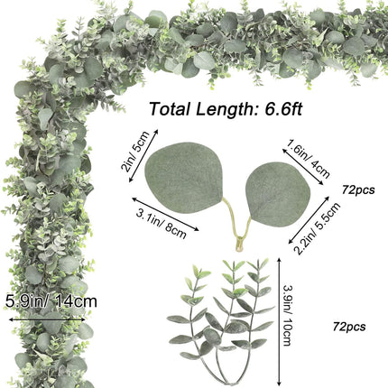 JPSOR 4pcs 26.4ft Artificial Eucalyptus Garland Greenery Garland Fake Eucalyptus Leaves for Wedding Arch Farmhouse Mantle Table Runner Centerpiece Home Party Christmas