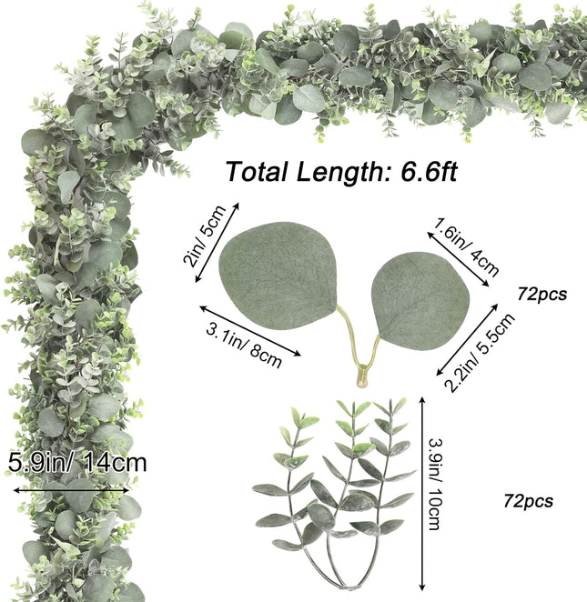 JPSOR 4pcs 26.4ft Artificial Eucalyptus Garland Greenery Garland Fake Eucalyptus Leaves for Wedding Arch Farmhouse Mantle Table Runner Centerpiece Home Party Christmas