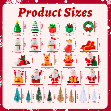 27 Pieces Mini Resin Christmas Ornaments, Miniatures Figures Tiny Decor, Santa Claus Snowman Christmas Tree Reindeer s for Snow Globe Xmas Home Party Cake Toppers Décor (27)