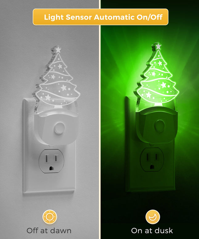 L LOHAS LED Christmas Night Light for Kids[2 Pack], Night Lights Plug into Wall, Dusk to Dawn, RGB & Color Changing & Soft White 3000K, Christmas Décor LED Night Light for Kids, Bedroom, Hallway