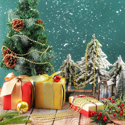 50 Feet Christmas Tree Beads Garland Artificial Pearl Strings for Decorating Plastic Beads Chain Roll for Xmas Home Fireplace Holiday Wedding DIY Decoration(Gold)