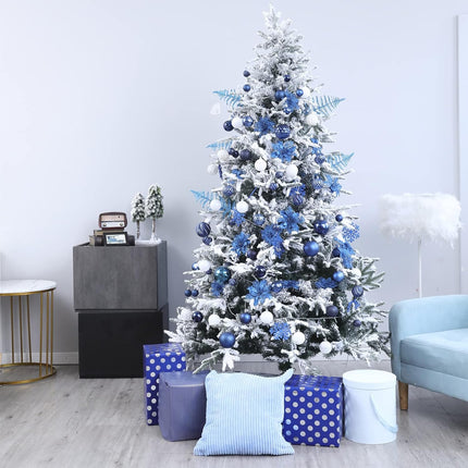 30PCS Christmas Glitter Snowflake Ornaments Plastic Snowflakes Ornaments-Xmas Tree Decorations,4.7-inch(Blue)
