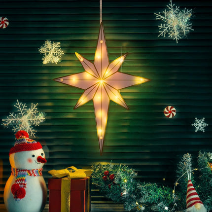 VIHOSE 17'' Bethlehem Star Christmas Light Christmas Silhouette Window Light LED Bethlehem Star Christmas Tree Wreath Decorations Accessories Hanging Ornaments for Home Yard Wall Outdoor