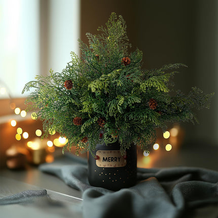 10PCS Artificial Pine Needles Branches with Pine Cones Christmas Greenery Stems Christmas Artificial Greenery Floral Arrangements for Garland Wreath