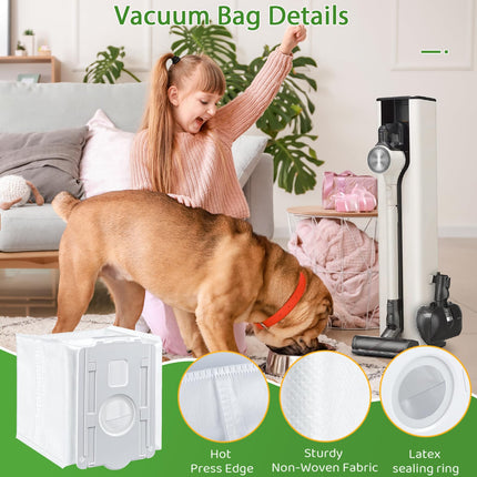 8 Pack Vacuum Dust Bag For Lg Cordzero Allinone Cordless Cleaner A939Kbgs, A938Kbgs, A937Kgms And A949Ktms, Dirt Disposal Vacuum Bags Compatible With Lg Allinone Tower