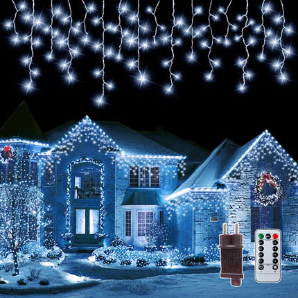 Icicle Lights for Outside 𝐰𝐢𝐭𝐡 𝐑𝐞𝐦𝐨𝐭𝐞, 32.8FT 432 LED 8 Modes Christmas Lights Outdoor with 85 Drops, Plug in Connectable Icicle lights Timer Waterproof for Christmas Decorations House Decor