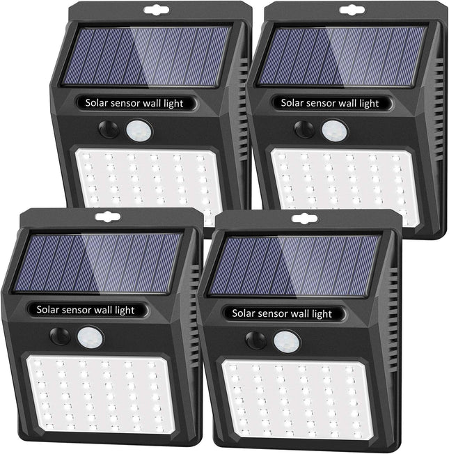 Solar Lights Outdoor 4 Pack / 3 Working Mode], Solar Security Lights Solar Wall Lights Wireless Ip 65 Waterproof Outdoor Lights
