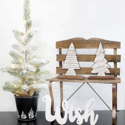 Rustic Mini Wooden Christmas Tree for Tabletop 8.7 inch, Handmade Distressed White My First Christmas Tree, Farmhouse Noel Christmas Decor, Winter Decor for Party Kitchen Halloween