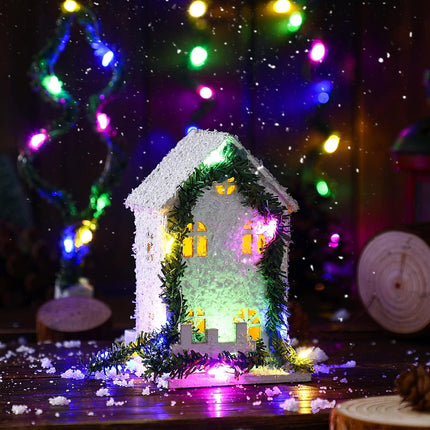 8 Pcs Dollhouse Miniature Christmas Garland Lights Led Mini Wreath Artificial Decorative Xmas Decoration Accessories Scene Model Pretend Play, Green (Spiareal-Décor-001)