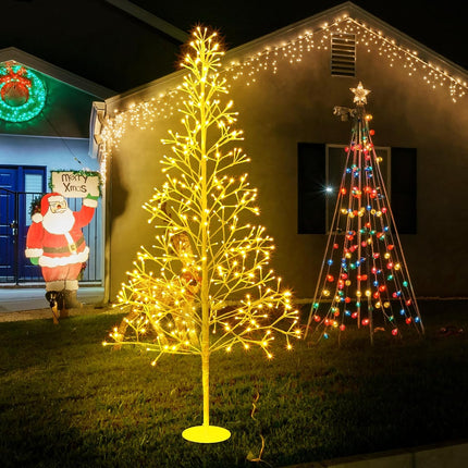 VIHOSE Christmas Lighted Birch Trees Alpine Artificial Christmas Tree Bendable Twig Warm White Lighted Trees Artificial Twig Fairy Light Tree for Home Christmas Party Holiday Decor(5 ft/ 384 LED)