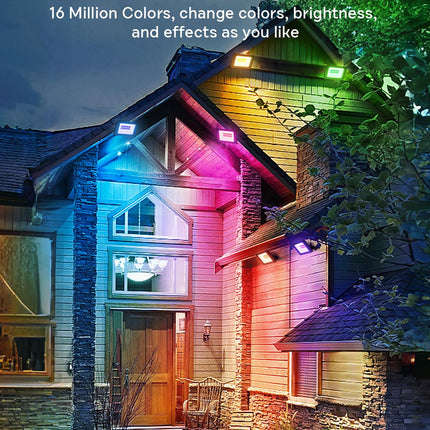 LED Flood Light Outdoor, 36W RGBCW Landscape Lighting Wired with APP & Remote Control, IP66 Color Changing Uplight Patio Lights Holiday Lights with Timer for Yard Garden Patio (4 Pack)