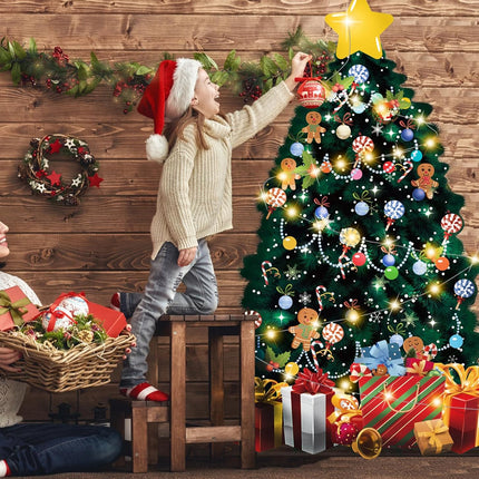 SietDESEO 51 x 31 Inch Multicolor Christmas Tree Bulletin Board Decoration with Fairy Lights, Paper Material
