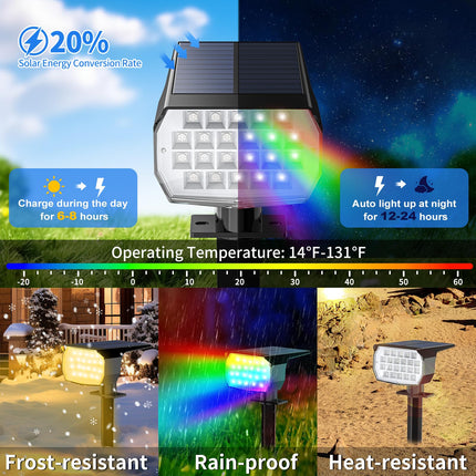 Solar Spot Lights Outdoor Color Changing, [7 Mode/12 Pack] Christmas Landscape Spotlights, Solar Lights Outdoor Waterproof, Solar Led Powered Flood Light for Outside Pathway Yard Garden Walkway