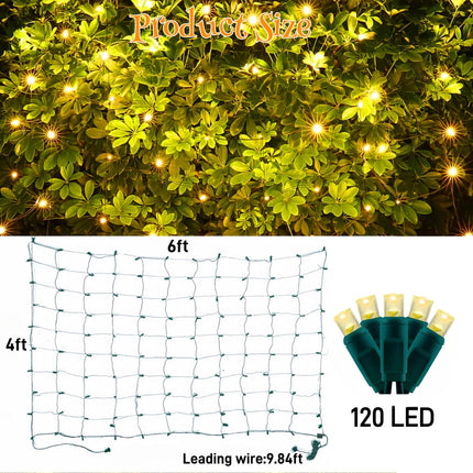 LED Christmas Net Lights Outdoor,120 LED 6ftx4ft Connectable Waterptoof Christmas Lights for Bushes Fence Tree Shrub Yard Garden Outdoor Christmas Decorations(Warm White)