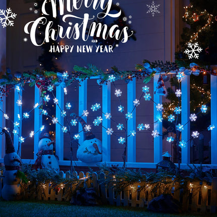 Brightown Snowflake Pathway Lights, 4 Packs Christmas Yard Lights, Small Christmas Tree with Lights, Christmas Lights Outdoor Yard Decorations, Blue and White