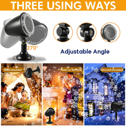 Christmas Snowflake Projector Lights,Outdoor Christmas Snowfall Light,Holiday Lights Projector,Waterproof White Snow Landscape Decorative Lighting for Halloween Xmas Wedding Party