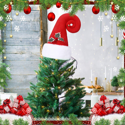 Santa Hat Christmas Tree Topper with Holly Decor Large Christmas Tree Topper 14.5 in Red Santa Claus Hat Christmas Tree Topper Santa Hat Tree Topper for Holiday Christmas Trees Decoration