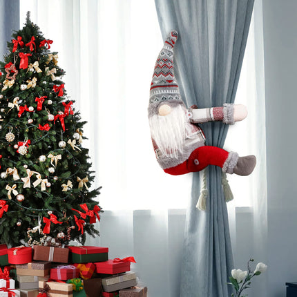 Sggvecsy Christmas Tree Topper Gnome Hand Made Christmas Gnome Decoration Funny Christmas Tree Topper Christmas Plush Gnome Ornaments Also be Used as Curtain Tie for Home Decor (Grey)