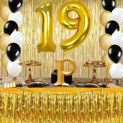 4P Gold Foil Fringe Metallic Tassel Streamers Banner Tassel Garland for Parade Floats, Bachelorette, Wedding, Birthday, Halloween, Christmas, Bridal/Baby Shower Party Decorations