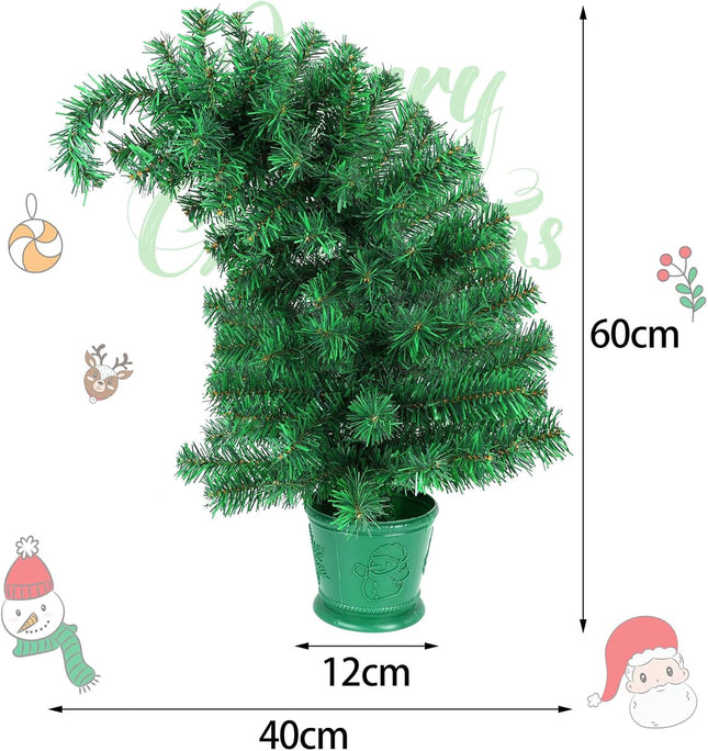 CCINEE 2Ft Artificial Christmas Tree, Green Mini Bendable Tabletop Hinged Christmas Tree with Plastic Stand 120 Branch Tips for Xmas Party Supplies Home Indoor Decoration