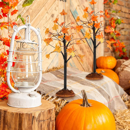 3 Pieces Fall Maple Tree Christmas Village Tree Thanksgiving Village Miniature Fake Faux Maple Tree for Aesthetic Decor Harvest Town Village Accessories (Bright Style)