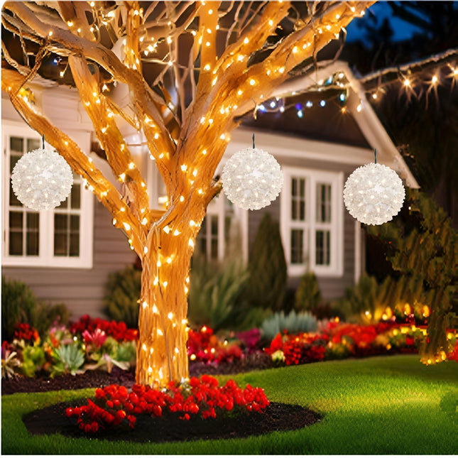 50 LED Warm White Twinkle Starlight Sphere Lights, Commercial Grade Decorative Hanging Sphere Light 6 Inches, for Indoor and Outdoor Christmas Trees, Party, Balconies, Garden.