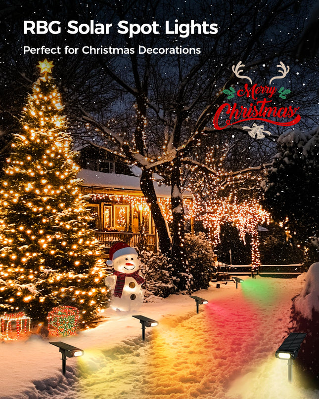 Color Changing Solar Spot Lights,Christmas Decorations Solar Landscape Spotlights,Solar Uplights for Tree with Remote,IP67 Waterproof Solar Lights Outdoor for Garden Yard Pathway Patio(4 Pack)
