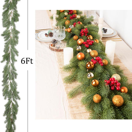 Pine Garland Christmas Decoration, 6ft Christmas Greenery Garland Artificial Spruce Garland Pine Needles for Holiday Mantel Fireplace Table Centerpiece Decor
